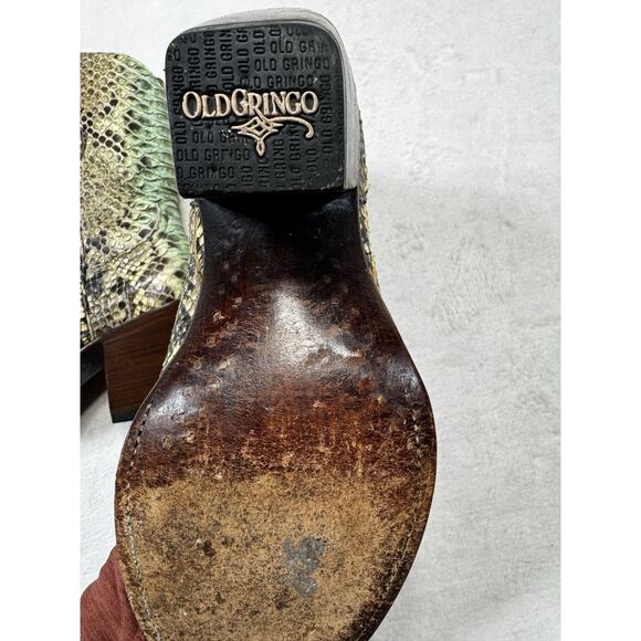 OLD GRINGO RARE Python Skin Western Cowgirl Boots Aqua Mint Green 8.5B Baroque - Picture 6 of 12